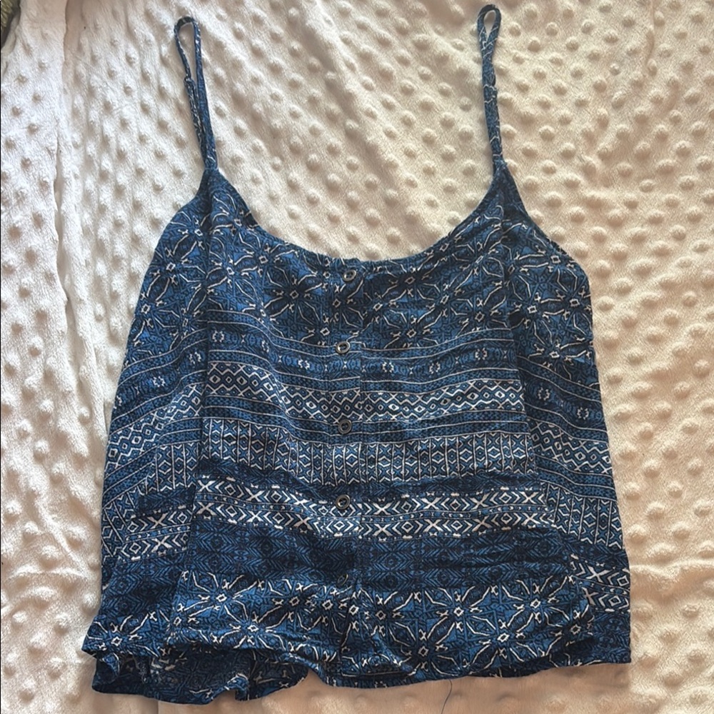 Forever 21 Navy Geometric Print Blouse